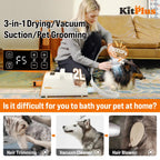 Petzoss 3-in-1 Drying & Vacuum & Dog Grooming, Rechargeable Hair Trimmer, Hot Wind, Suction 99.9% Pet Hair, 2L Large Capacity Plug Type British